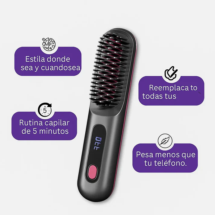 HAIR CARE PRO - CEPILLO ALISADOR PORTATIL RECARGABLE