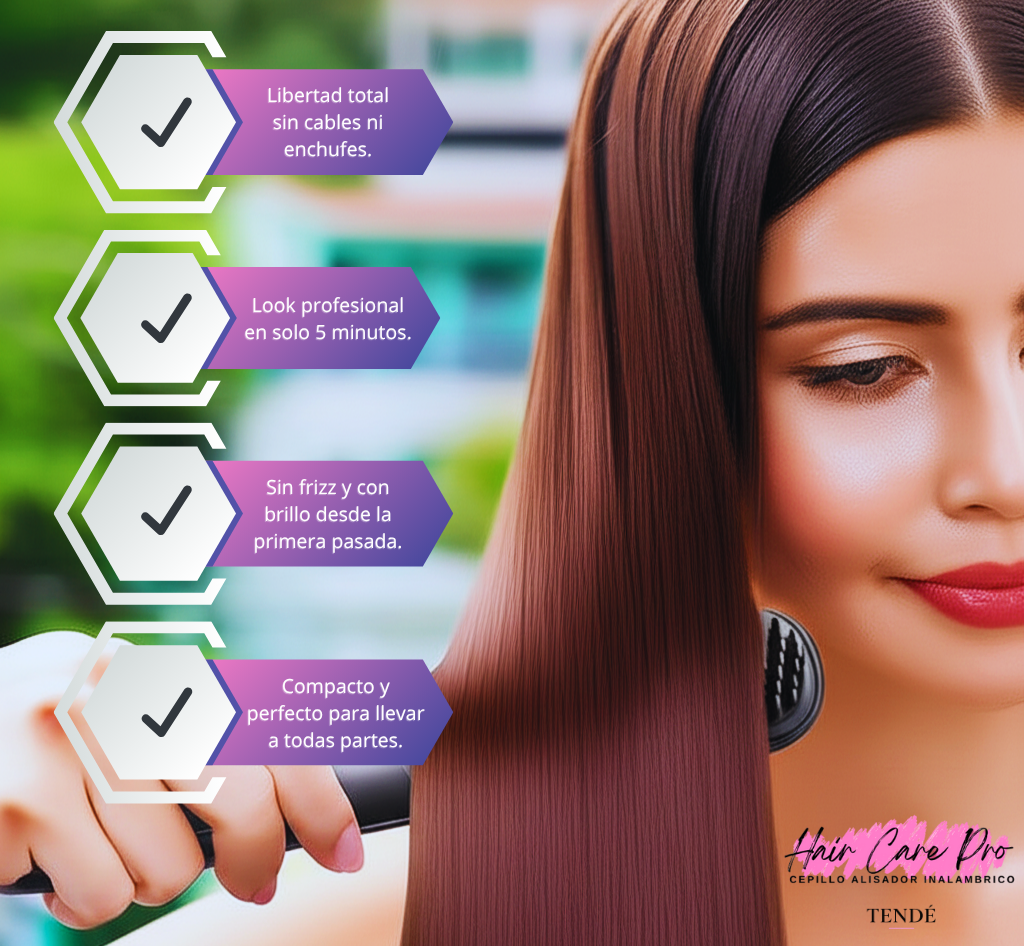 HAIR CARE PRO - CEPILLO ALISADOR PORTATIL RECARGABLE