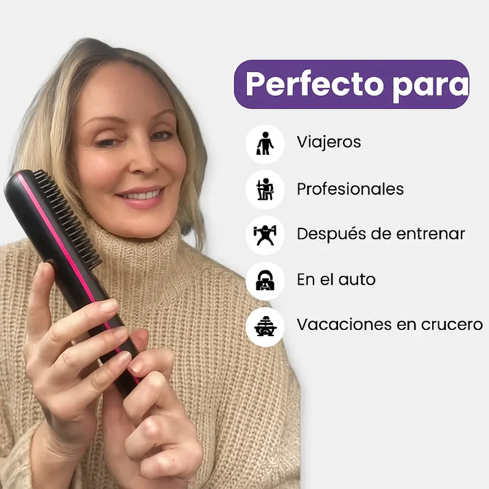HAIR CARE PRO - CEPILLO ALISADOR PORTATIL RECARGABLE