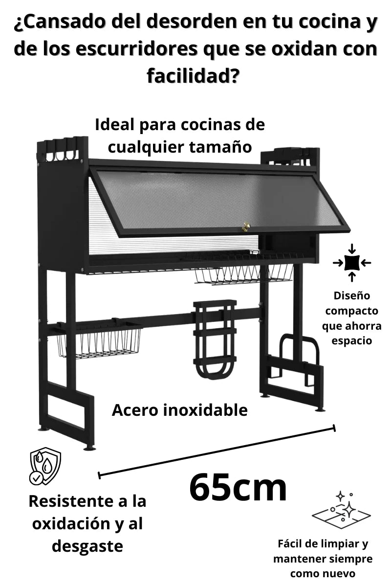 OFERTA 50%: ESCURRIDOR Y ORGANIZADOR DE PLATOS CON TAPA